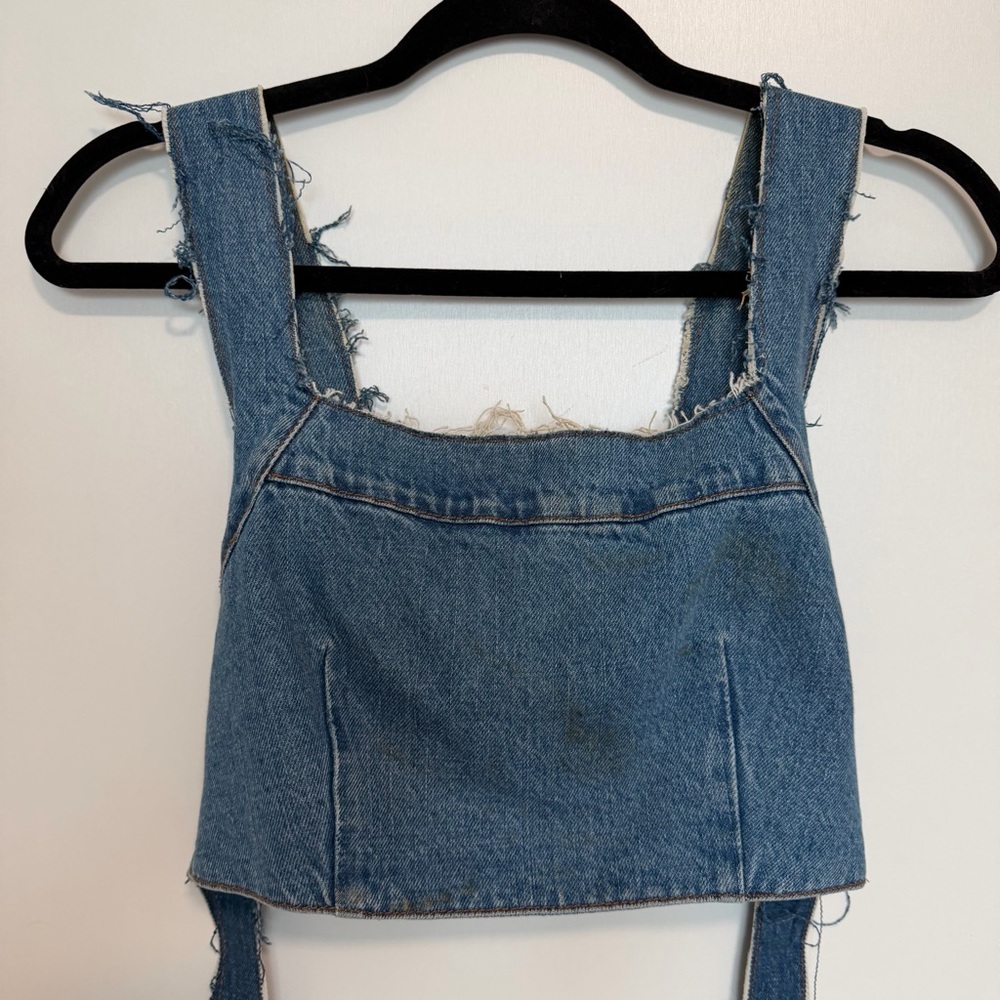 Zara Blue Denim Crop Top